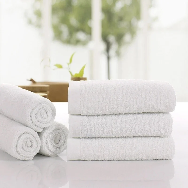 Faial 4 Pieces White Hand and Face Towels, Cotton Hotel Towels, Hair Towels