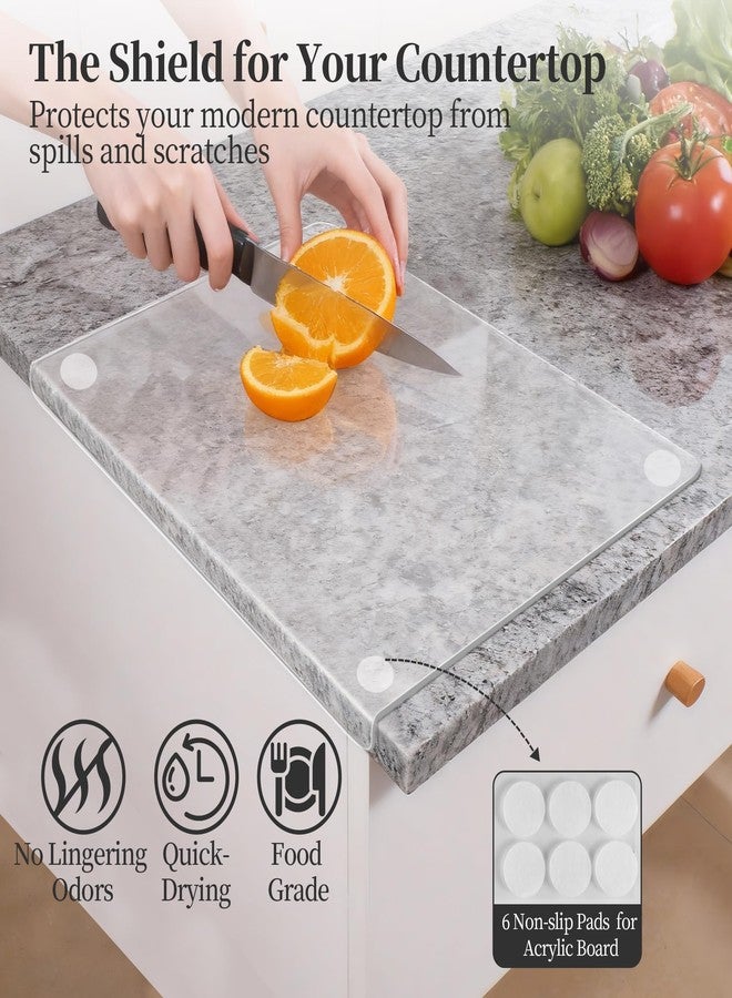 WILLKOMMEN Checkered and Acrylic Cutting Board Set, 2 PCS Cutting Boards for Kitchen, Checkerboard Solid Wood End Grain Chopping Board with Juice Groove,Handle & Acrylic Board with Counter Lip - Image 4