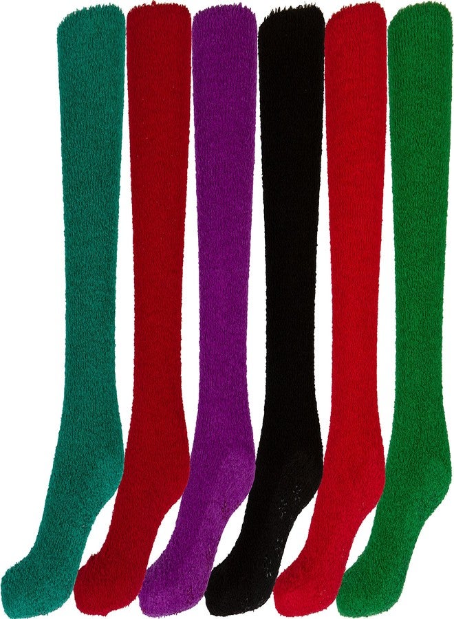 Sakkas 16803-pack11 Womens Super Soft Anti-Slip Fuzzy Knee High Socks Value Assorted 6-Pack - Image 1