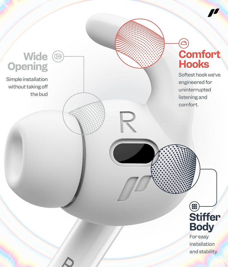 Proof Labs بروف لابس 4 أزواج من أغطية خطافات الأذن لـ AirPods Pro 2 [مع حقيبة تخزين إضافية] إكسسوارات متوافقة مع Apple AirPods Pro الجيل الثاني - Image 3
