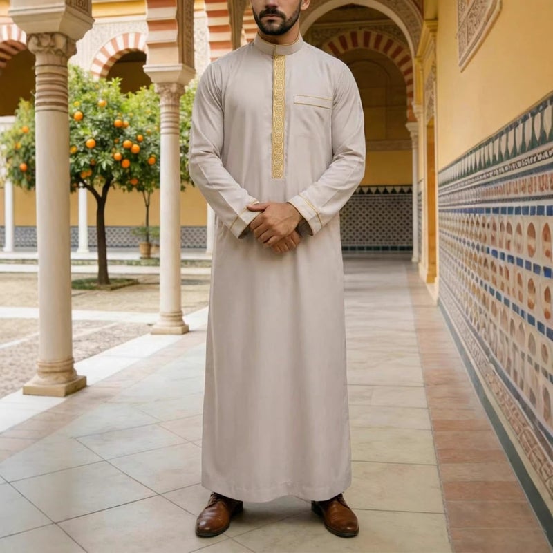 Men's Embroidered Kandora with Hood and Zip - Image 4