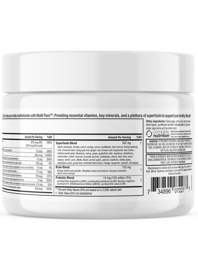 Complete Nutrition مسحوق الليمون والليمون الأخضر المتعدد النقي، دعم المناعة، فيتامين C، فيتامين B المركب، بروبيوتيك، غذاء خارق، كالسيوم، أكسيد المغنيسيوم، (30 حصة) (ليمون ليمون أخضر) - Image 3