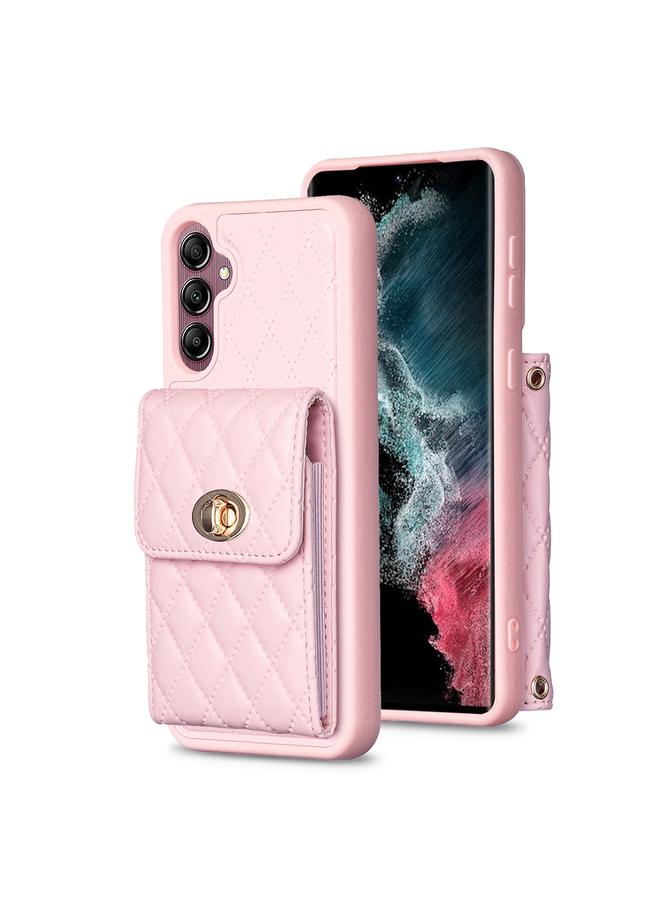 S-TOP Case For Samsung Galaxy A14 4G / 5G Vertical Metal Buckle Wallet Rhombic Leather Phone Case - Image 1