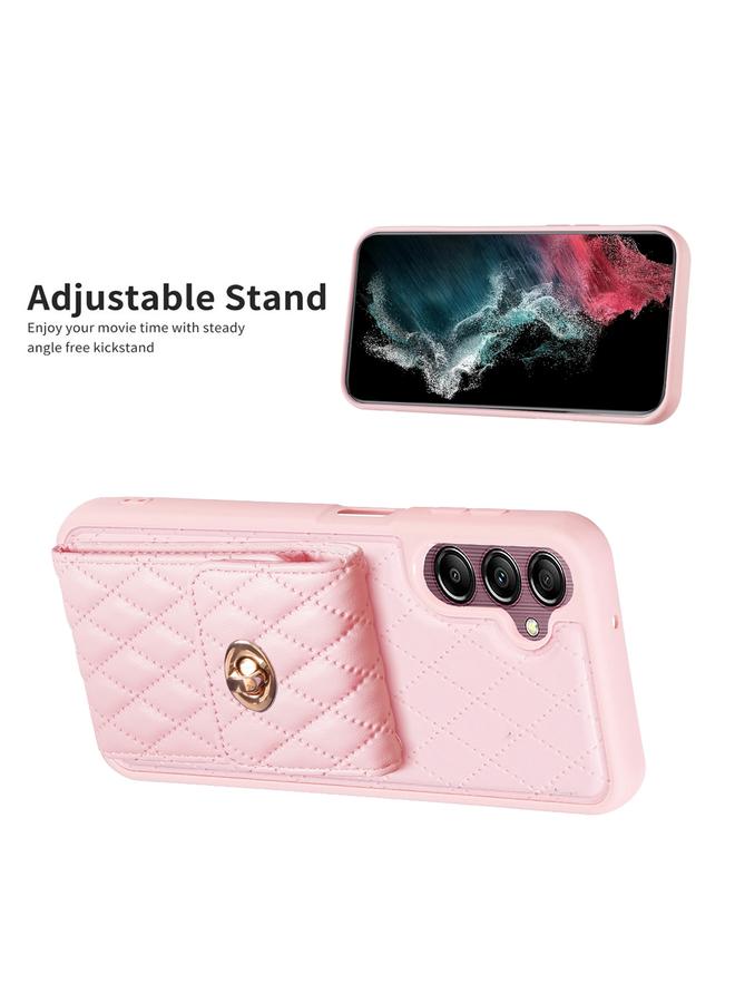 S-TOP Case For Samsung Galaxy A14 4G / 5G Vertical Metal Buckle Wallet Rhombic Leather Phone Case - Image 5