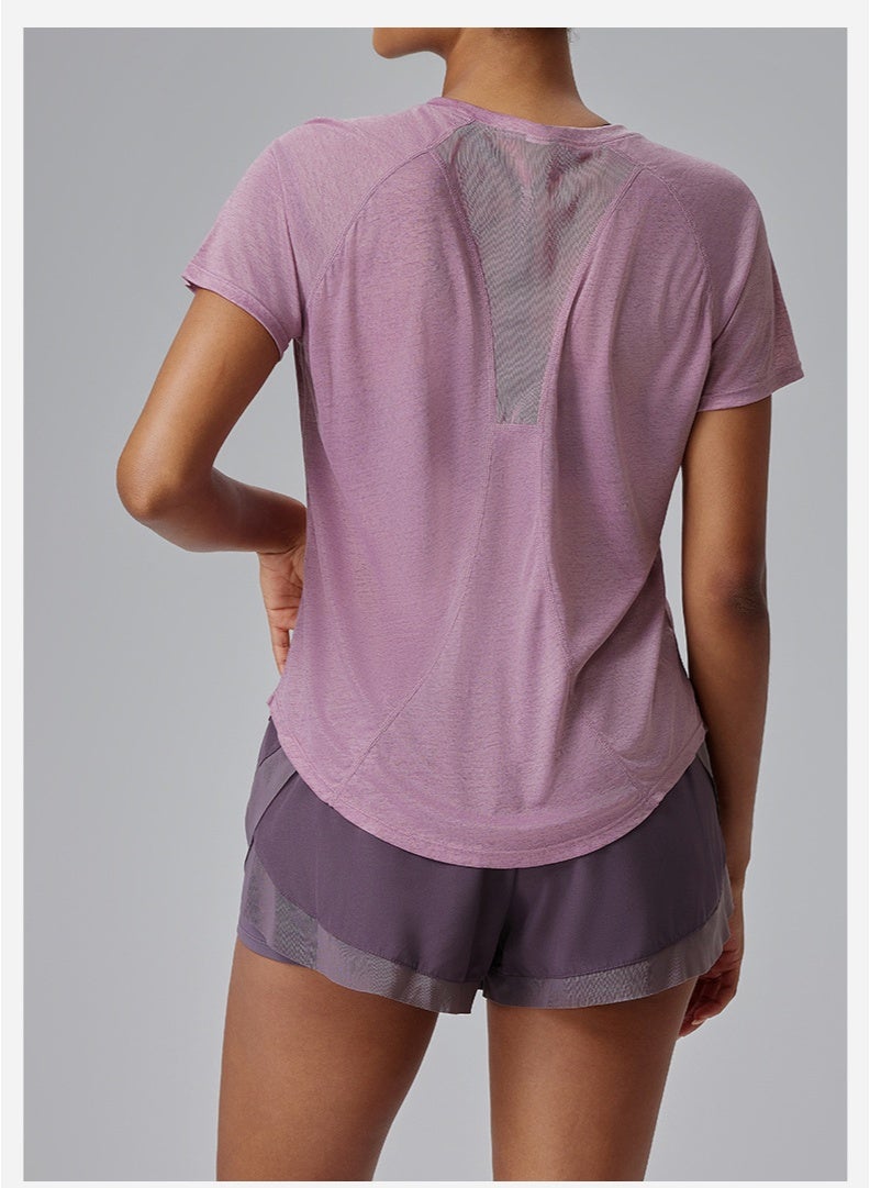 Mesh Patchwork Women Yoga Shirts Short Sleeve Breathable Fitness Gym Blouse Running Sportswear Tees Clothing Ropa Deportiva  - Image 2