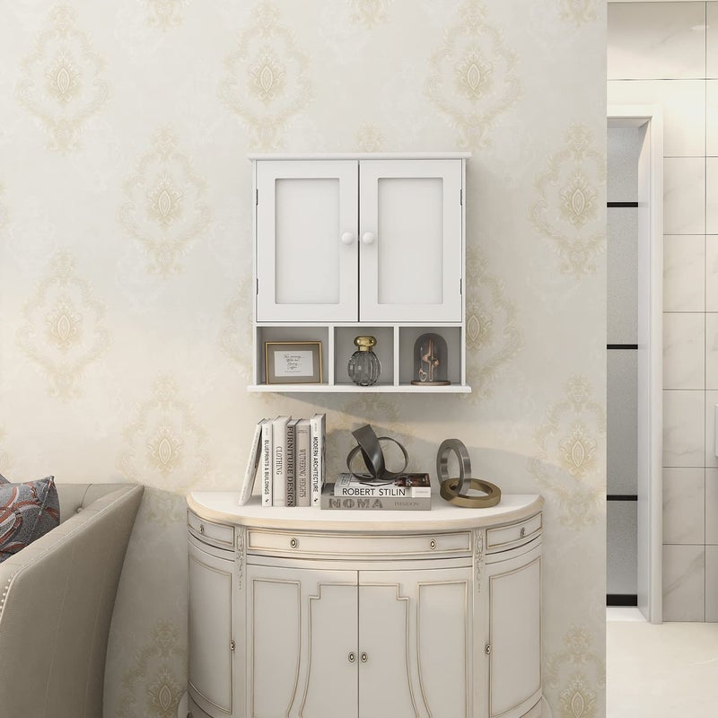 TaoHFE White Bathroom Wall Cabinet with 2 Door Adjustable Shelves,Over The Toilet Storage White Wall Mounted Medicine Cabinets for Bathroom Laundry Room Kitchen - Image 5