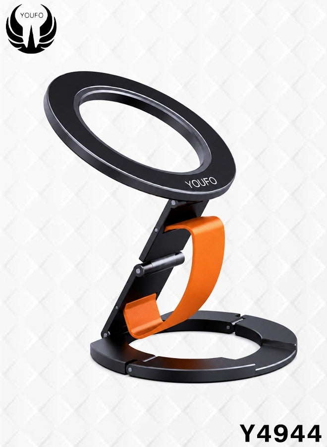 YOUFO Y4944 Magnetic Phone Ring Holder Stand, Foldable Metal Finger Grip Ring, Magnetic Phone Stand, Desktop Mobile Holder, Selfie Grip, 360 Degree Rotation, Universal Smartphone Accessory for Office Home Travel Car Use ERPCY4944 - Image 1