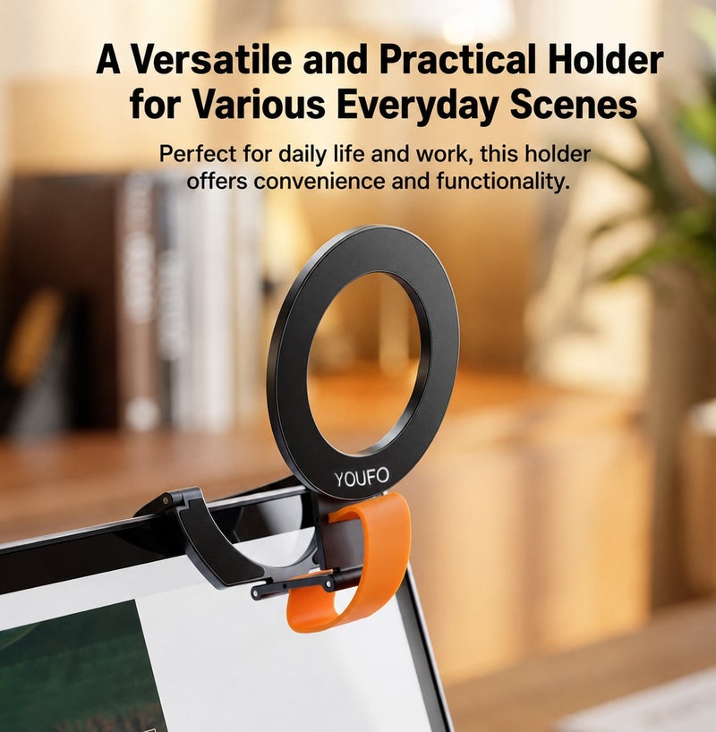 YOUFO Y4944 Magnetic Phone Ring Holder Stand, Foldable Metal Finger Grip Ring, Magnetic Phone Stand, Desktop Mobile Holder, Selfie Grip, 360 Degree Rotation, Universal Smartphone Accessory for Office Home Travel Car Use ERPCY4944 - Image 5