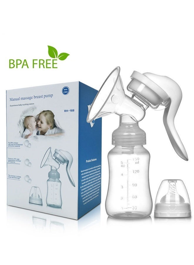 CAYGA Manual Silicone Breast Pump Portable Painless Breast Massager Quiet, Pain Free 180 ML With Adjustable Suction And Accessories - Image 1