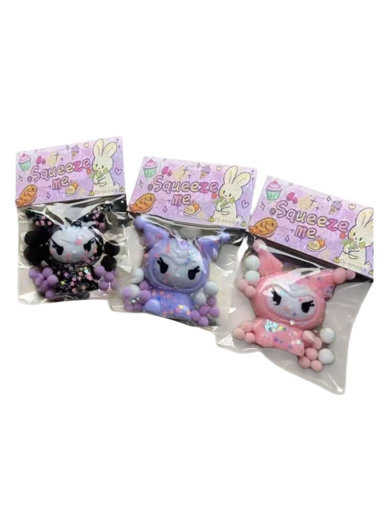 ألعاب الضغط الناعمة والناعمة، ألعاب تخفيف التوتر والقلق، مجموعة من 3 قطع بتصميمات جذابة من كورومي