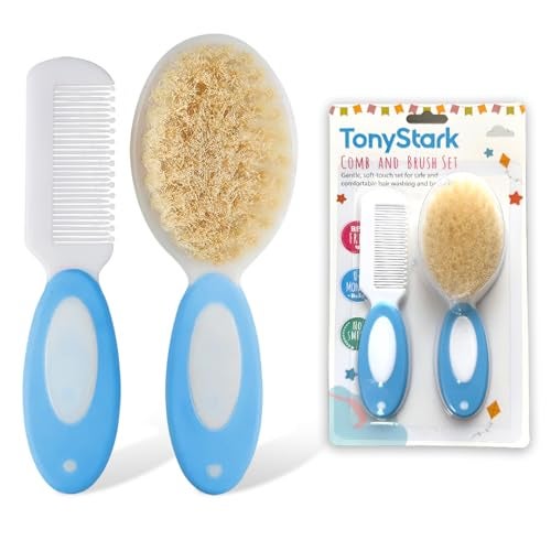 TONY STARK Baby Brush and Comb Set, Newborn Essentials Set with Baby Comb and Soft Bristle Hair Brush for Your Toddler’s Scalp (Pink) - Image 1