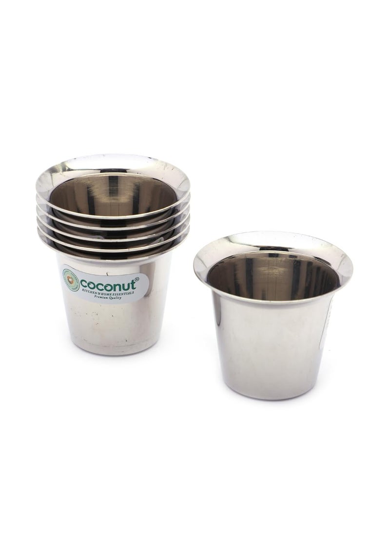 Coconut coconut Ezy Stainless Steel Double Walled Coffee/Tea Glasses - 6pc - 100ML Each  - Image 1