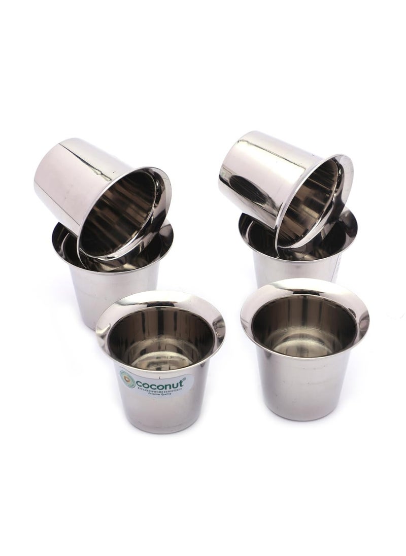 Coconut coconut Ezy Stainless Steel Double Walled Coffee/Tea Glasses - 6pc - 100ML Each  - Image 2