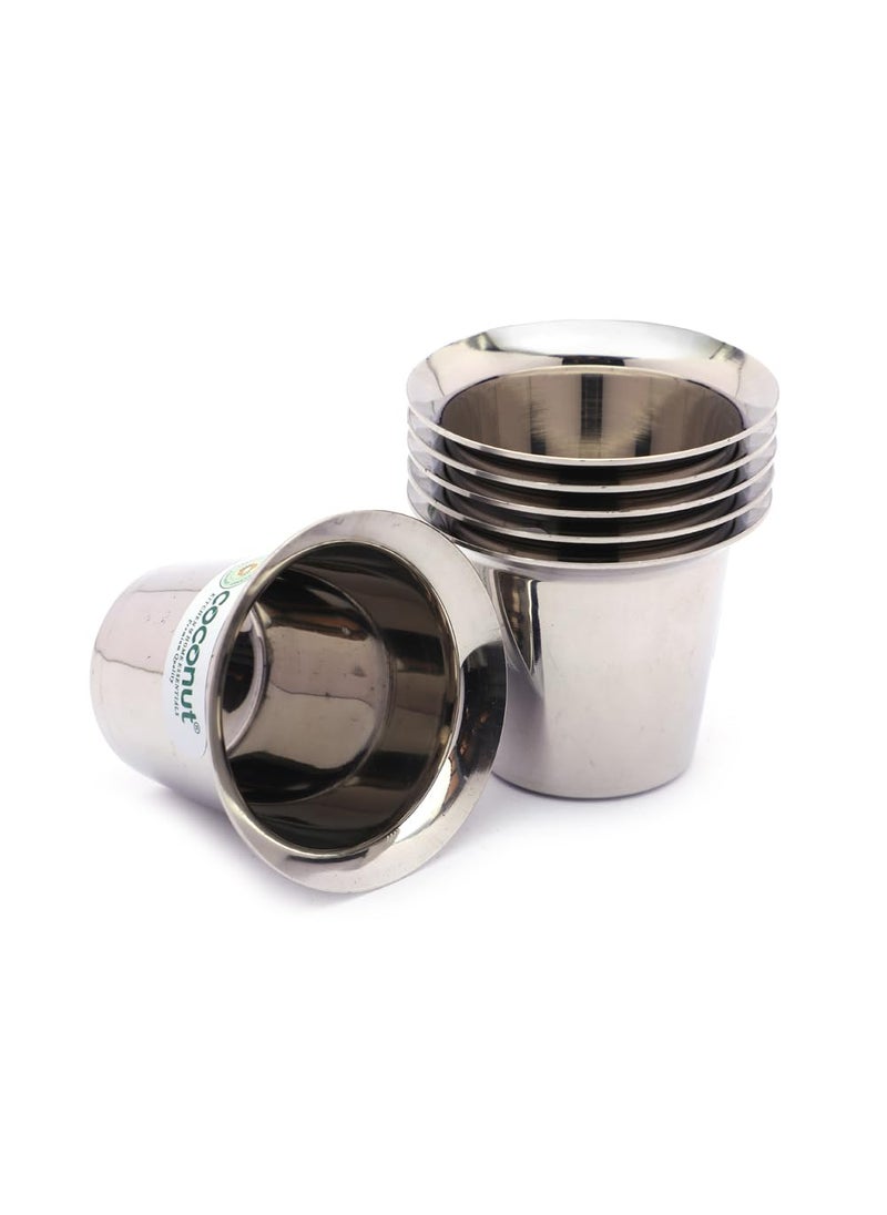 Coconut coconut Ezy Stainless Steel Double Walled Coffee/Tea Glasses - 6pc - 100ML Each  - Image 3