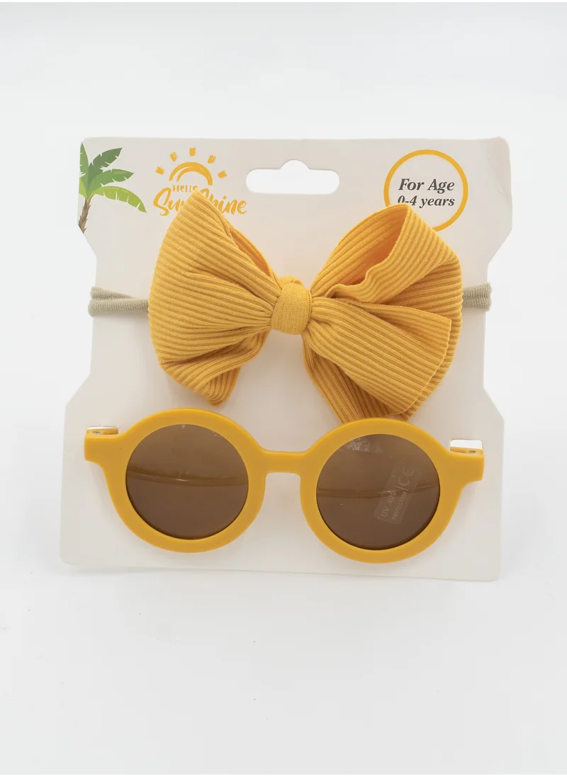 دىدانيالا Glasses and Headband Set For Babies and Girls Yellow Colour