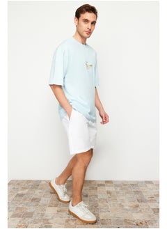 trendyol White Loose Fit Cotton Laced Shorts TMNSS23SR00056  - Image 3