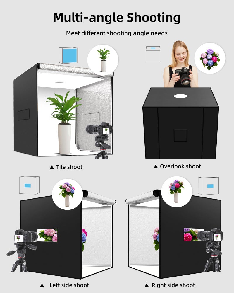 Glendan 32"x32" Light Box Photography, Large Photo Light Box with 3 Light Panels, 792 LED Beads, CRI >95, Professional Photo Booth Shooting Tent Kit with 4 Color Backdrops for Product Photography - Image 4