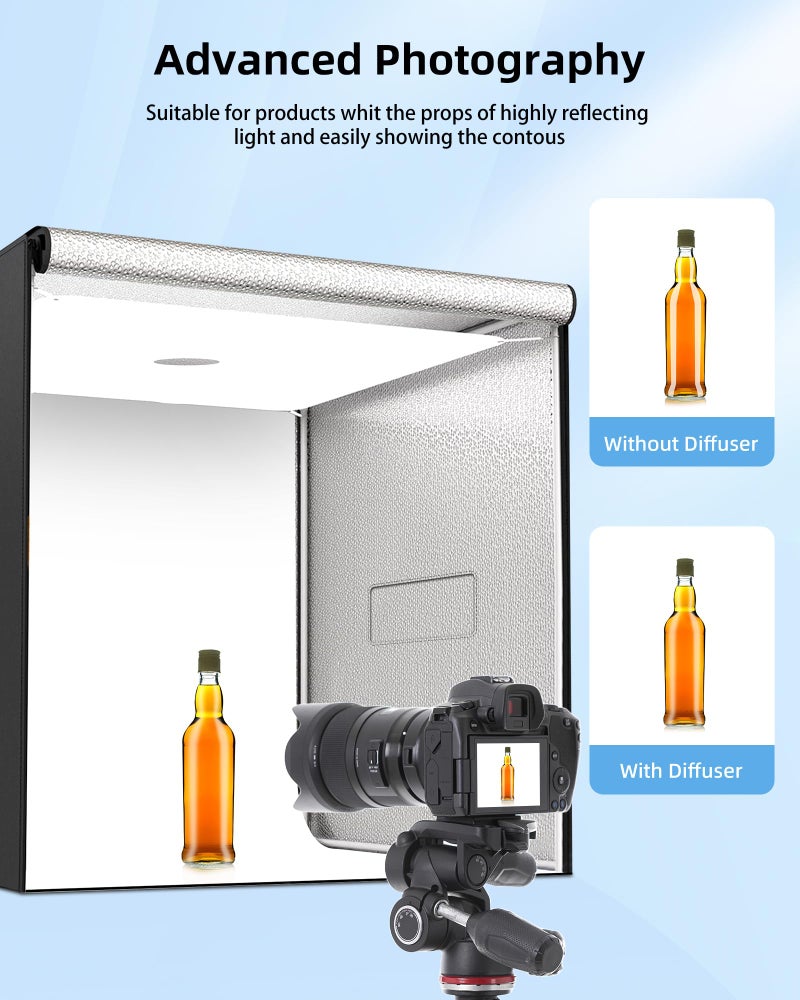 Glendan 32"x32" Light Box Photography, Large Photo Light Box with 3 Light Panels, 792 LED Beads, CRI >95, Professional Photo Booth Shooting Tent Kit with 4 Color Backdrops for Product Photography - Image 5