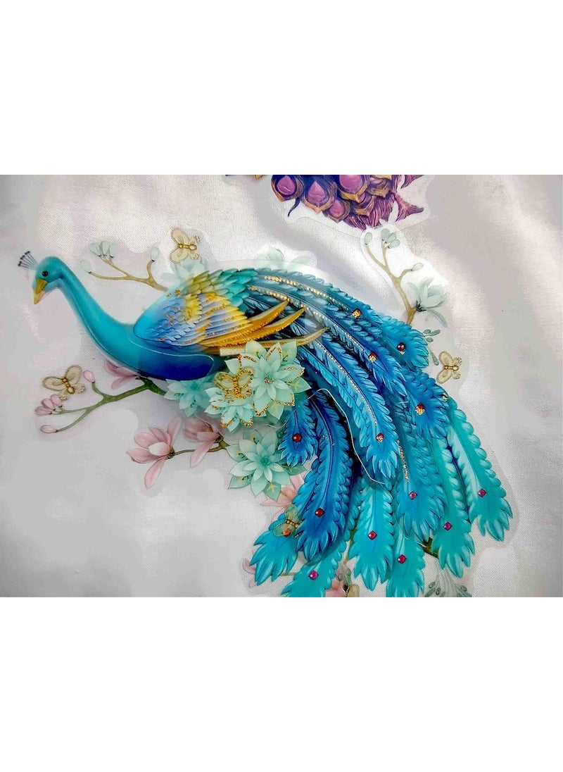 DEV POOJA STORE DEV POOJA STORE Peacock Theam Multicolor Switch Board Sticker Wall Desk Mirror Room Decoration Item 4 Piece Pack  - Image 2