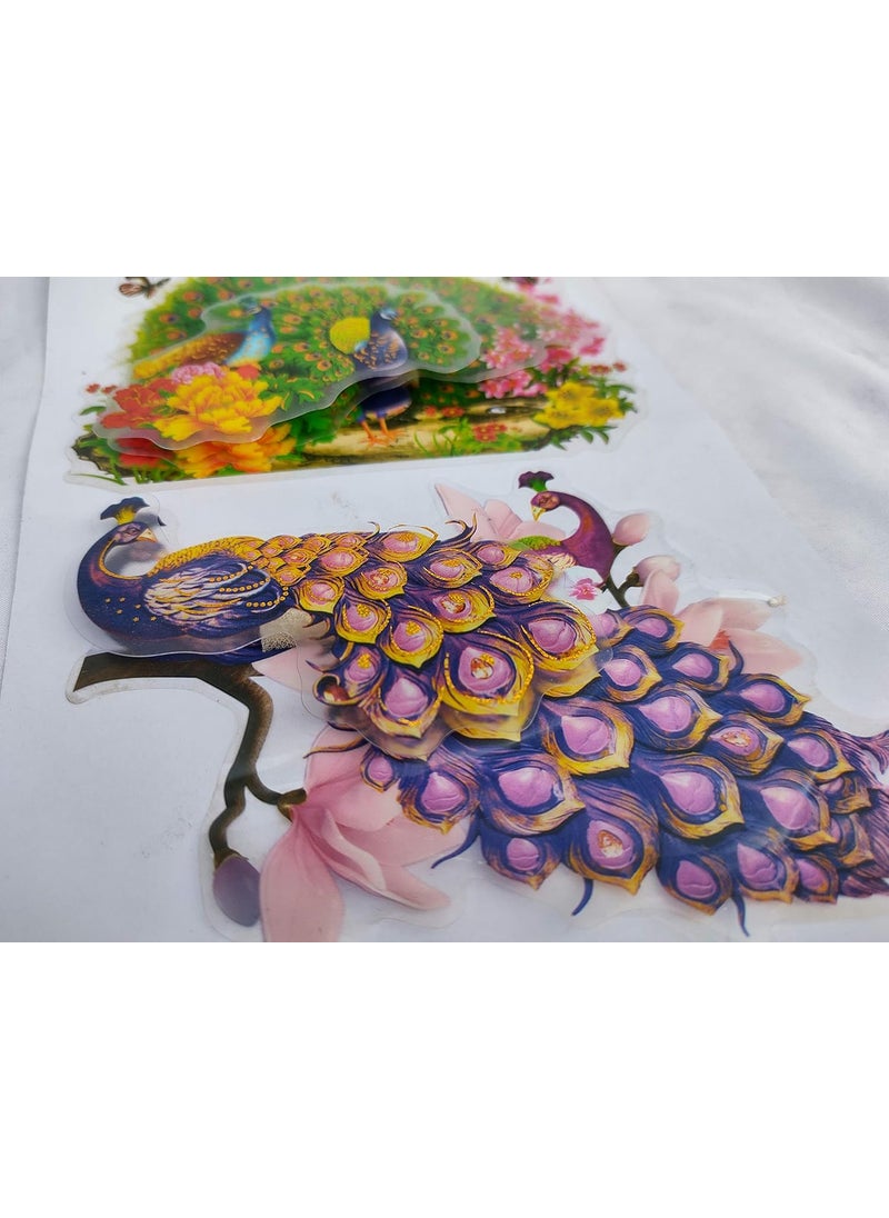 DEV POOJA STORE DEV POOJA STORE Peacock Theam Multicolor Switch Board Sticker Wall Desk Mirror Room Decoration Item 4 Piece Pack  - Image 4