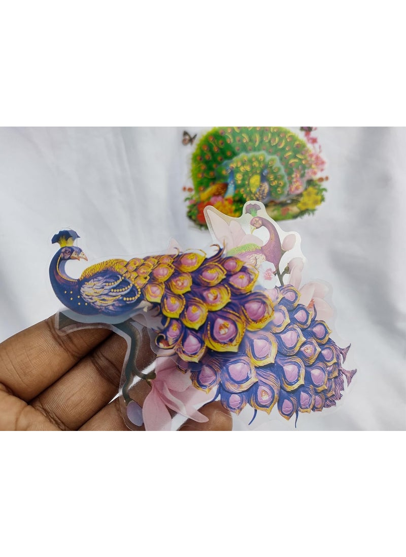 DEV POOJA STORE DEV POOJA STORE Peacock Theam Multicolor Switch Board Sticker Wall Desk Mirror Room Decoration Item 4 Piece Pack  - Image 5