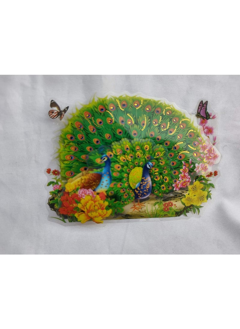 DEV POOJA STORE DEV POOJA STORE Peacock Theam Multicolor Switch Board Sticker Wall Desk Mirror Room Decoration Item 4 Piece Pack  - Image 3