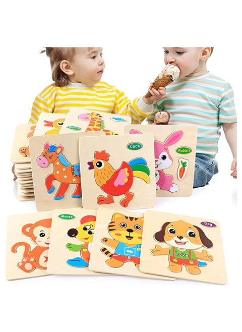 UKR Kids Wooden Puzzle – Animal, Fruit & Vehicle Puzzle for Children | Fun Educational Toy for Toddlers Age 3+ | Interactive Learning Puzzle for Fine Motor Skills & Cognitive Growth (assorted)