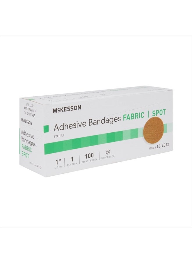 McKesson - Adhesive Bandages, Sterile, Fabric Spot, 1 in, 100 Count, 1 Pack - Image 1