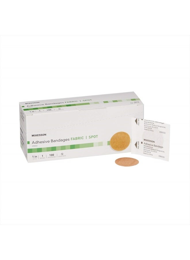 McKesson - Adhesive Bandages, Sterile, Fabric Spot, 1 in, 100 Count, 1 Pack - Image 1