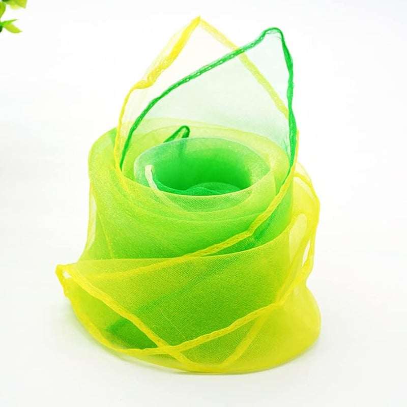 GSHLLO 12 قطعة من أوشحة الرقص متدرجة اللون، أوشحة مربعة قديمة لألعاب الخفة والعروض السحرية - Image 5