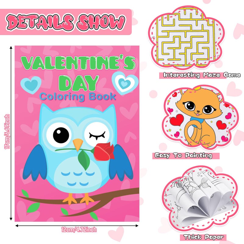 Geyee 27 Set Valentine's Day Coloring Books for Kids Bulk with 27 Stacking Crayons Valentines Party Favors Activity Books for DIY Goodie Bag Stuffers School Classroom Exchange Gifts Supplies - Image 2