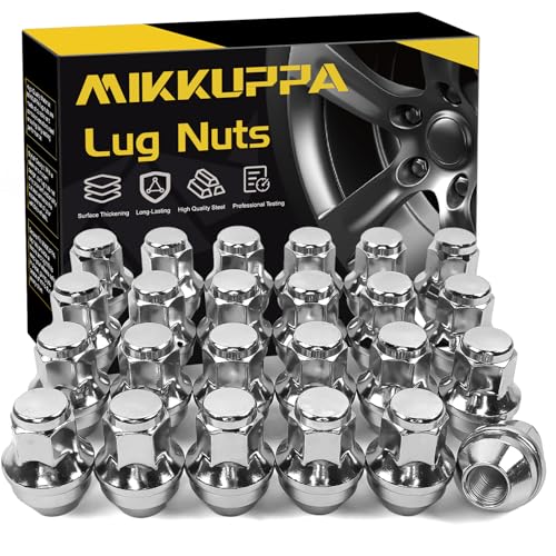 MIKKUPPA ميكوبّا 24 قطعة صمولة جنط OEM M14x1.5 - بديل لسيارات فورد F150 إكسبيديشن ولينكولن نافيجيتور من 2015-2023، لعجلات المصنع الأصلية، صمامات مغلقة من نوع مخروط واحد، كروم - Image 1