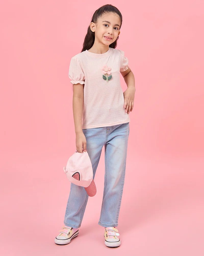 ردتاغ Girls Pink Printed T-Shirt