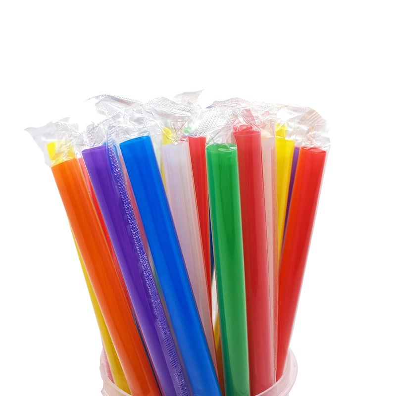 KoberrLi Straws Disposable Boba Jumbo Smoothie Milkshake 100Pcs Wide Straws for Boba Tea Shake Drinking(9.45"" Tall  0.43"" Diameter) - Image 1
