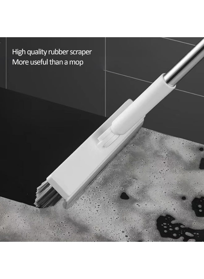 Arabest Floor Scrubbing Brush with Squeegee,3 in 1 Grout Brush with 41" Adjustable Long Handle,V-Shape Stiff Brush,180°Rotation,Bathroom Cleaning Brush for Tile,Deck,Garage,Kitchen (White) - Image 4