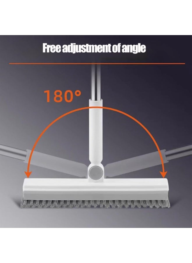 Arabest Floor Scrubbing Brush with Squeegee,3 in 1 Grout Brush with 41" Adjustable Long Handle,V-Shape Stiff Brush,180°Rotation,Bathroom Cleaning Brush for Tile,Deck,Garage,Kitchen (White) - Image 5