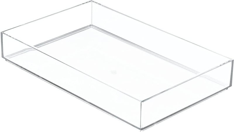 SHARMA PLASTICS Acrylic Vanity Tray Organizer, Remote Control Tray, Sturdy Square Nightstand Dresser Bathroom Organizer (Clear - 8'' X 12'') - Image 1