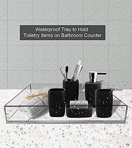 SHARMA PLASTICS Acrylic Vanity Tray Organizer, Remote Control Tray, Sturdy Square Nightstand Dresser Bathroom Organizer (Clear - 8'' X 12'') - Image 2