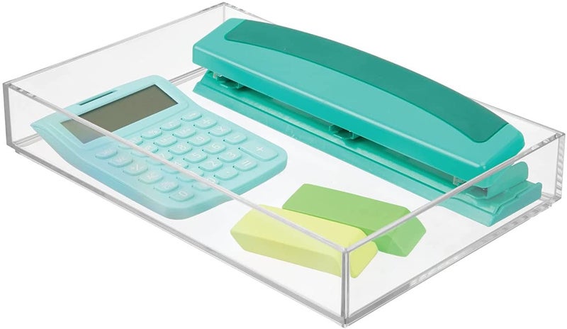 SHARMA PLASTICS Acrylic Vanity Tray Organizer, Remote Control Tray, Sturdy Square Nightstand Dresser Bathroom Organizer (Clear - 8'' X 12'') - Image 4
