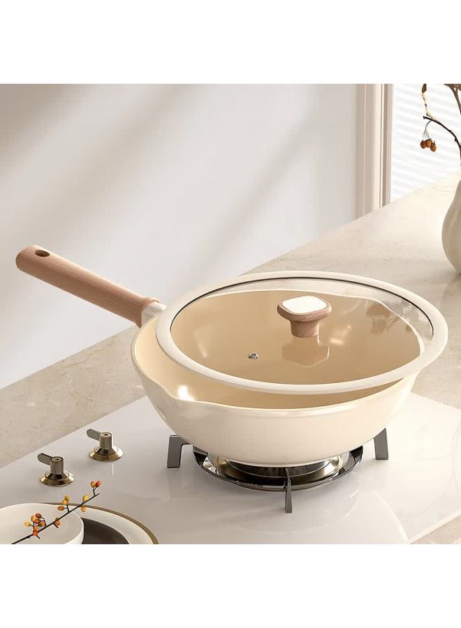 Amercook Titanium Ceramic Non-stick Frying Pan Small Single-person Flat Bottom Stir-fry Pan Titanium Cookware Compatible With Induction And Gas Stoves