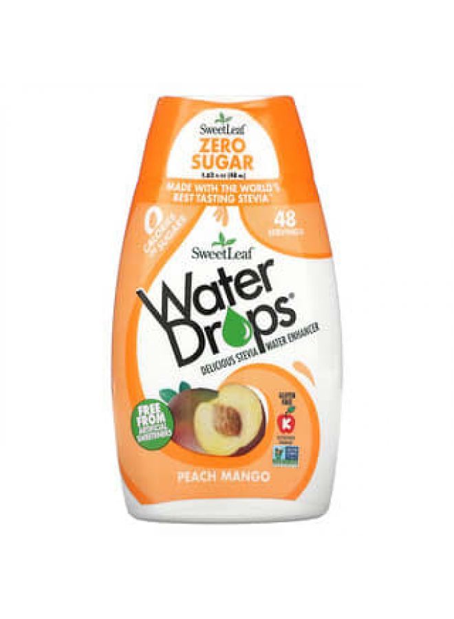 Wisdom Natural, SweetLeaf, Water Drops, Delicious Stevia Water Enhancer, Peach Mango, 1.62 fl oz (48 ml)