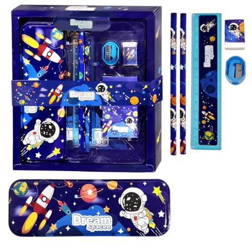 Tusmad Space Theme Stationery Set for Kids – 8-Piece School Supplies Kit for Boys & Girls Ages 3-15 | Fun Learning Gift & Return Gift for Birthdays, Parties, Classroom Rewards - Image 1