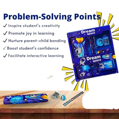 Tusmad Space Theme Stationery Set for Kids – 8-Piece School Supplies Kit for Boys & Girls Ages 3-15 | Fun Learning Gift & Return Gift for Birthdays, Parties, Classroom Rewards - Image 3