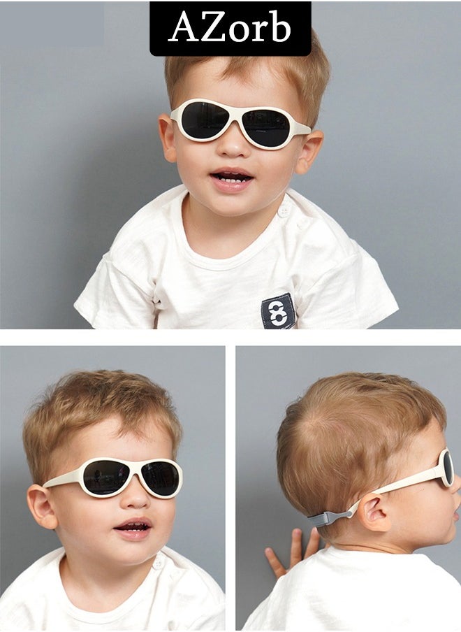 AZorb - Polarized Baby Sunglasses with Strap Flexible Oval Frame Sun Glasses for Toddler Infant Kids Girls Boys Babies for Age 0-3 Pink - Image 1