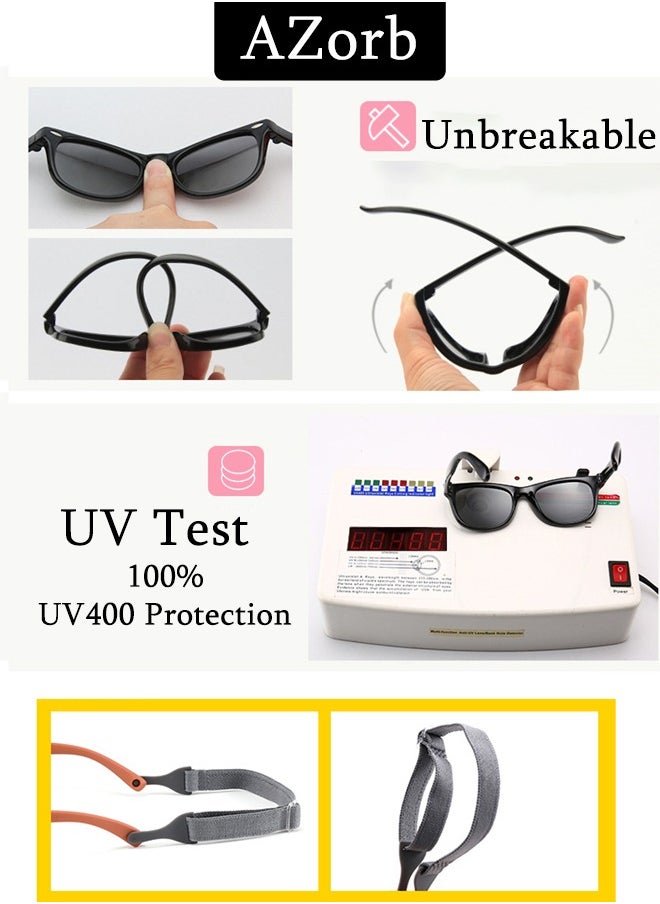AZorb - Polarized Baby Sunglasses with Strap Flexible Oval Frame Sun Glasses for Toddler Infant Kids Girls Boys Babies for Age 0-3 Pink - Image 1