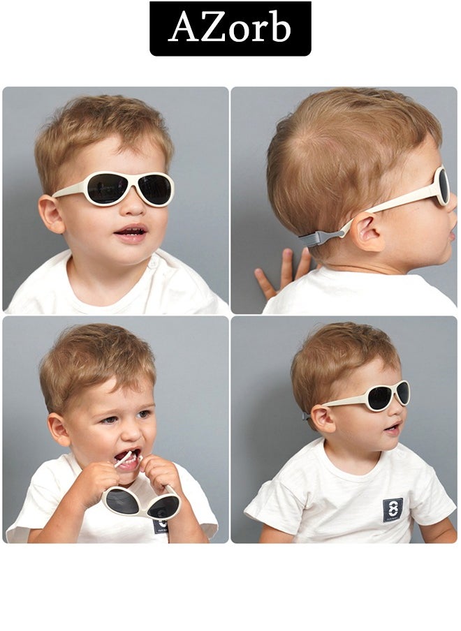 AZorb - Polarized Baby Sunglasses with Strap Flexible Oval Frame Sun Glasses for Toddler Infant Kids Girls Boys Babies for Age 0-3 Pink - Image 1