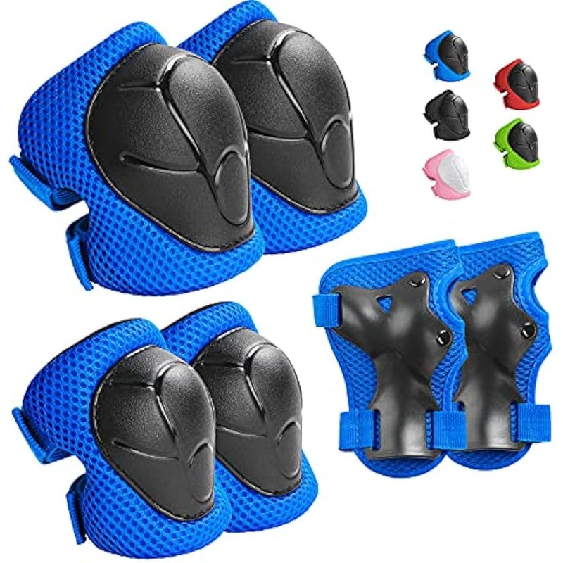 Kids Protective Gear Set Knee Pads for Kids 7-13 Years Toddler Knee and Elbow Pads with Wrist Guards 3 in 1 for Skating Cycling Bike Rollerblading Scooter(Blue) - Image 1