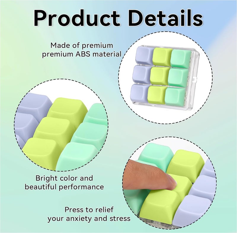 Cocoonkart 9 in 1 Keyboard Fidget Toy, Fidget Clicker Keychain Stress Relief Button Toy for Adults, Colorful Macaron Stress Relief Gifts for Stress Relief and Pass Time - Image 4