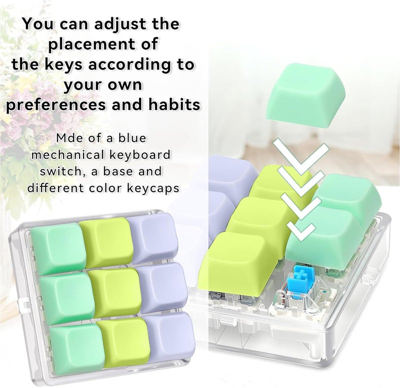 Cocoonkart 9 in 1 Keyboard Fidget Toy, Fidget Clicker Keychain Stress Relief Button Toy for Adults, Colorful Macaron Stress Relief Gifts for Stress Relief and Pass Time - Image 3