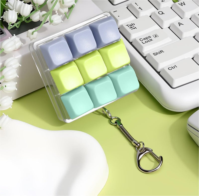 Cocoonkart 9 in 1 Keyboard Fidget Toy, Fidget Clicker Keychain Stress Relief Button Toy for Adults, Colorful Macaron Stress Relief Gifts for Stress Relief and Pass Time - Image 5